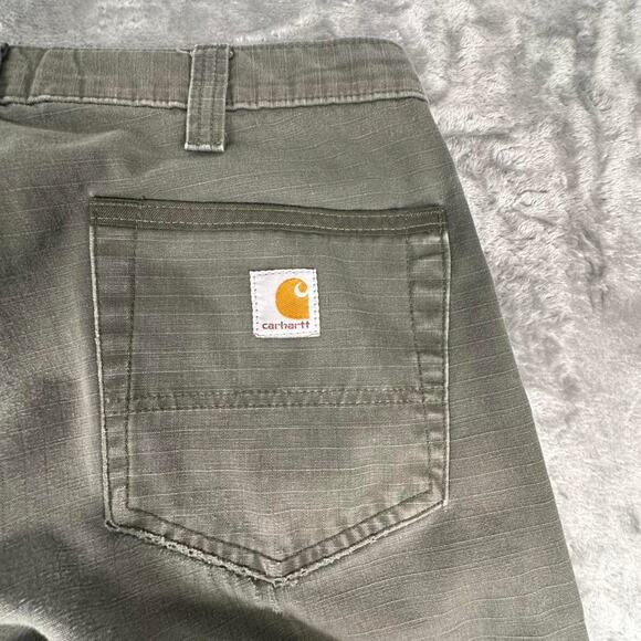 Distressed Vintage Carhartt Ripstop Double Knee Olive Green Cargo Pants B342 32" - Picture 3 of 8